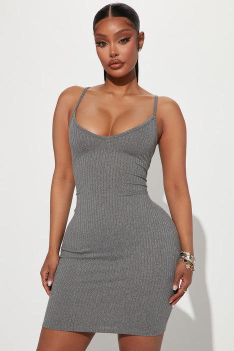Grey deals ribbed dress