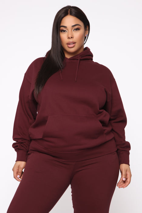 Plus size 2025 burgundy hoodie