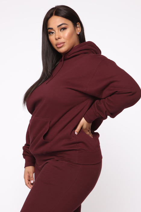 Stole Your Boyfriend s Oversized Hoodie Burgundy