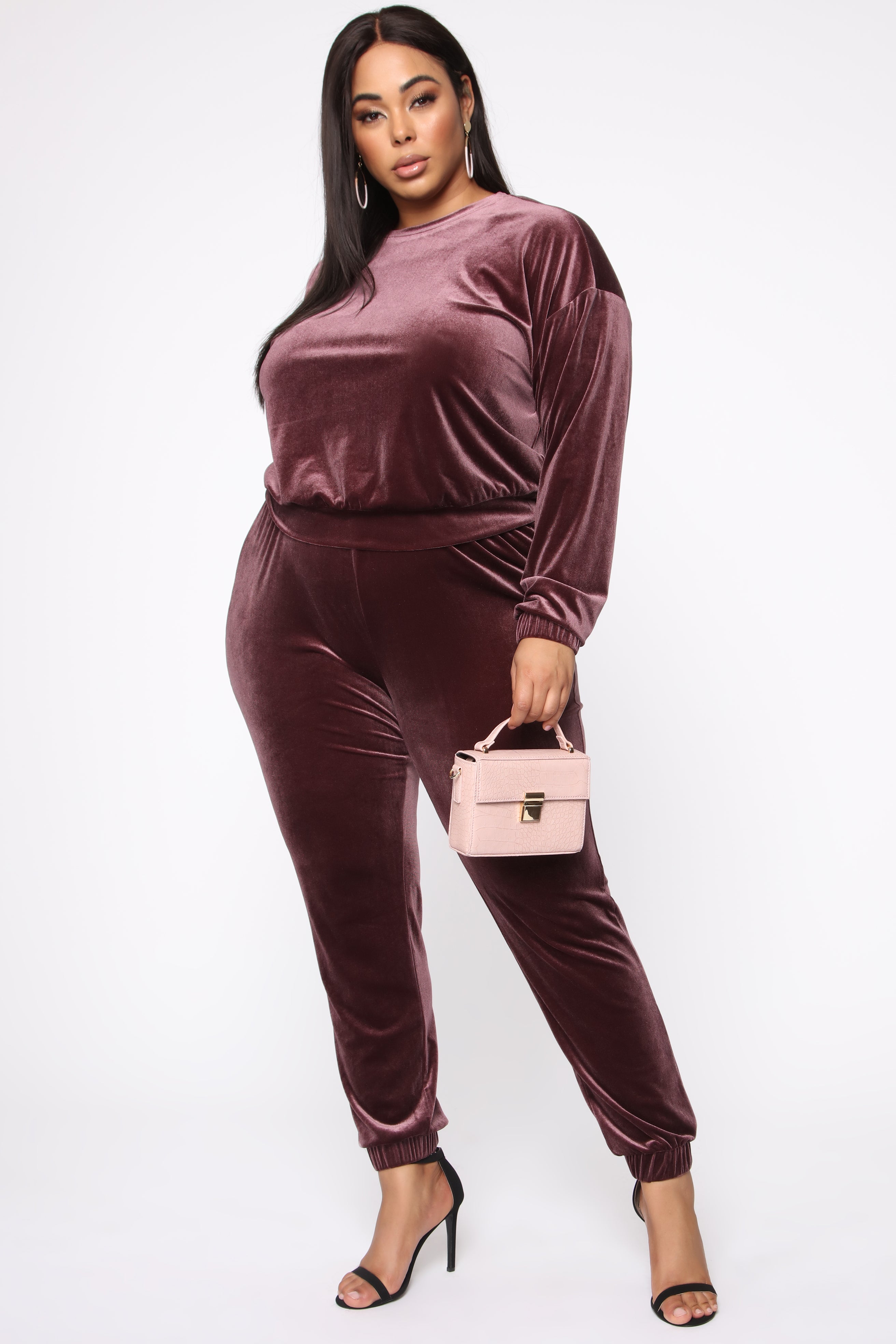 Imma Be Me Velvet Jogger Set Purple Fashion Nova Matching