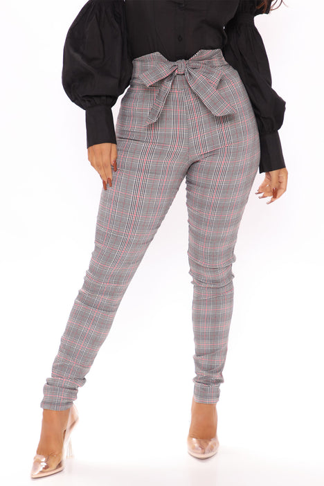 Knot Your Girl Pants Plaid Black Red Fashion Nova Pants