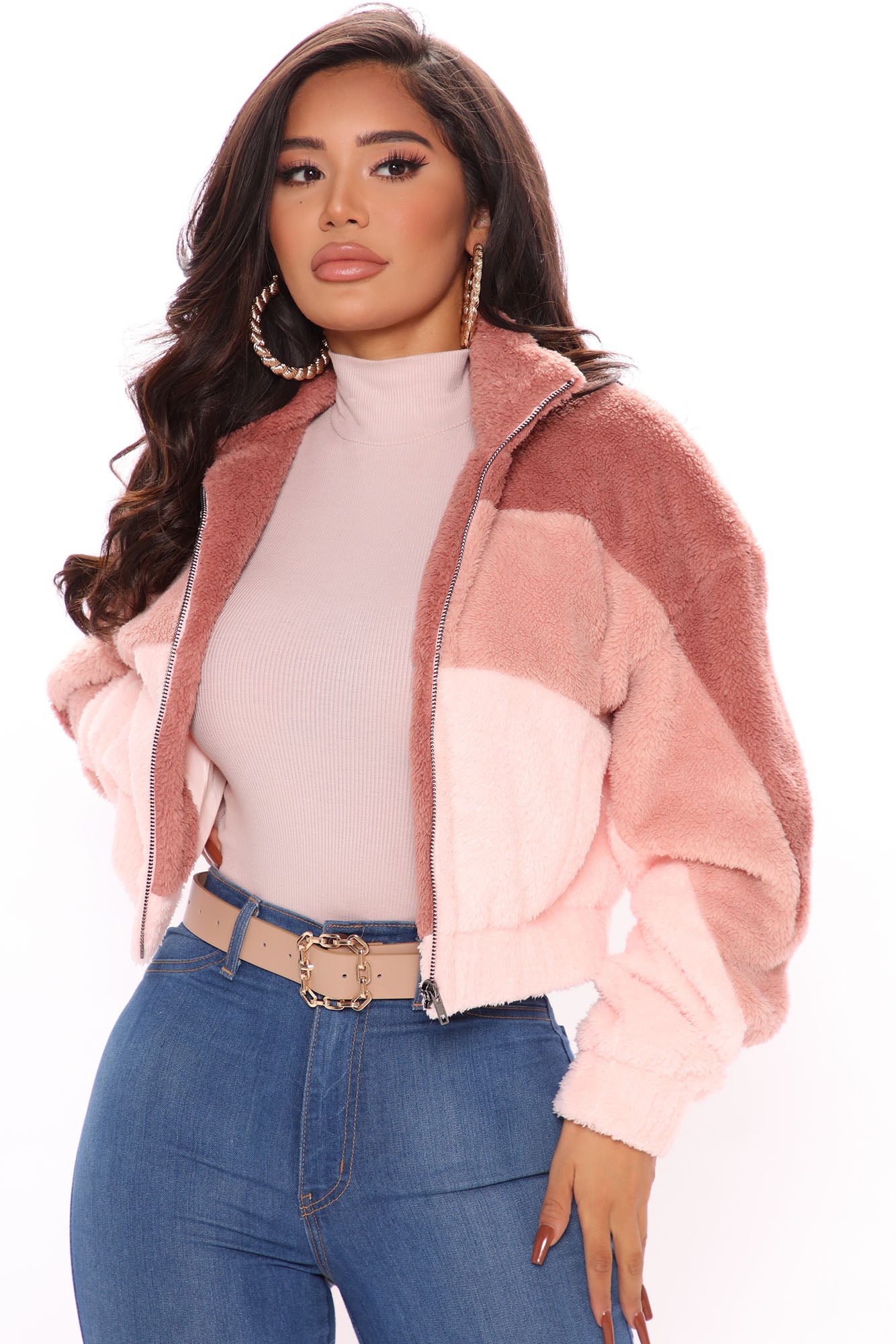 Cozy Little Teddy Jacket Mauve combo