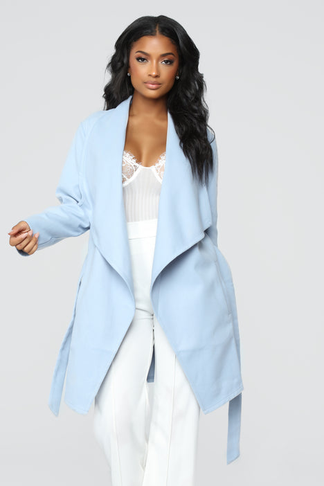 Baby blue duster jacket discount