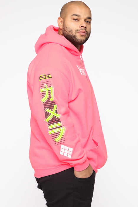 One Step Polaroid Hoodie NeonPink