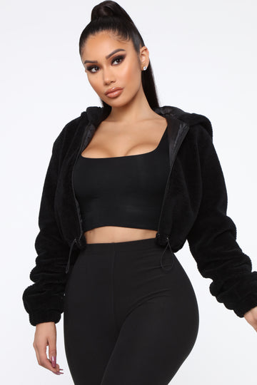 Black zip up crop top outlet