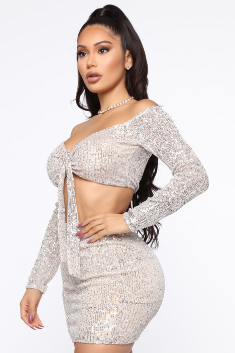 Silver skirt fashion nova shop