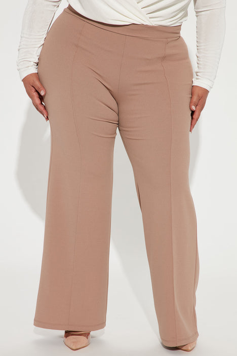 Petite Victoria High Waisted Dress Pants Taupe