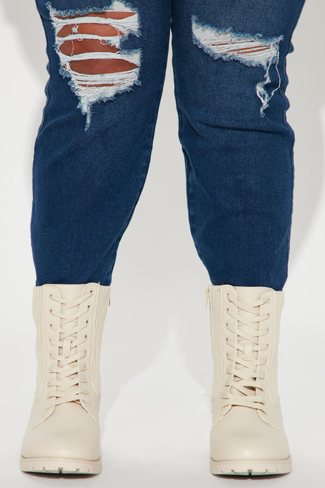 Leah Combat Boots Cream