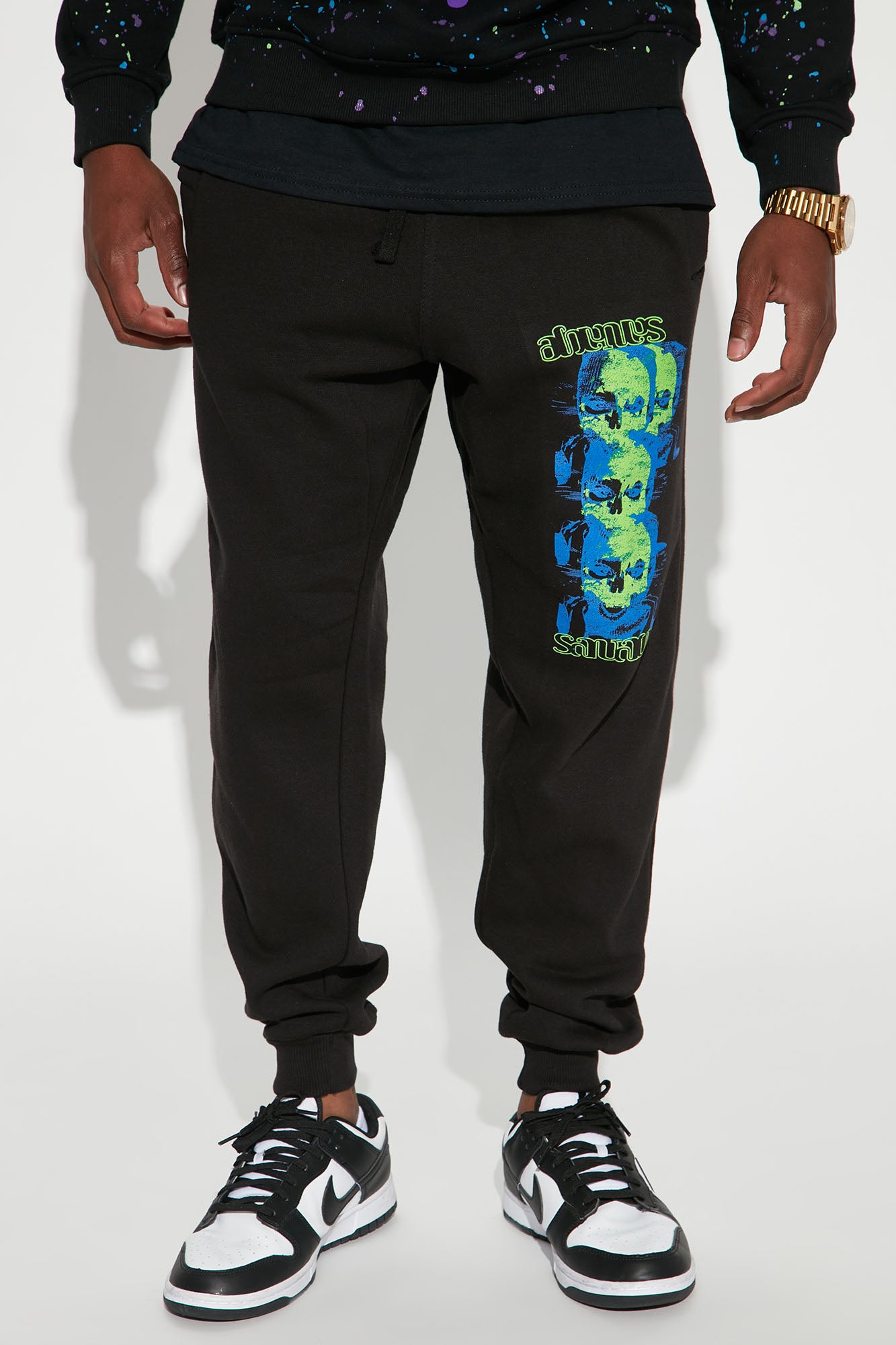 Savage Skull Jogger Black Fashion Nova Mens Fleece Bottoms