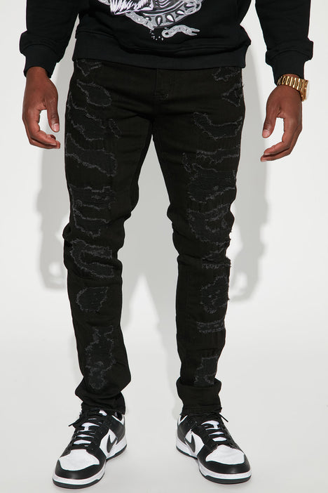 Bottoms Up Ripped Stacked Skinny Jeans Black