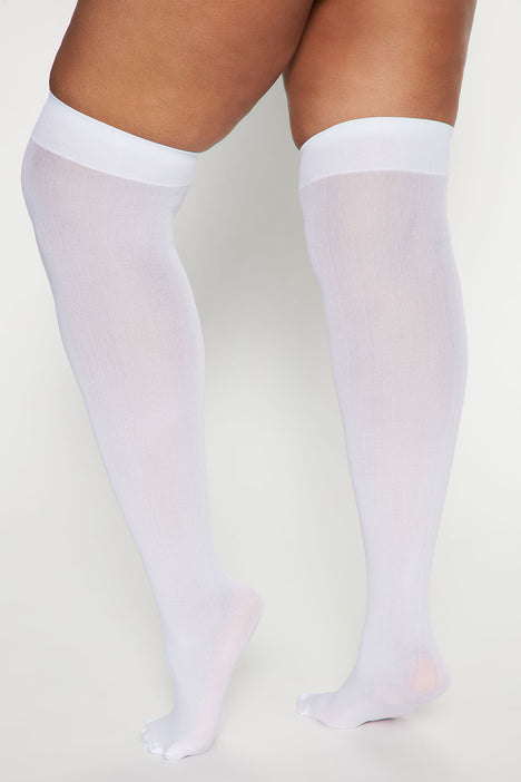 White opaque thigh highs store
