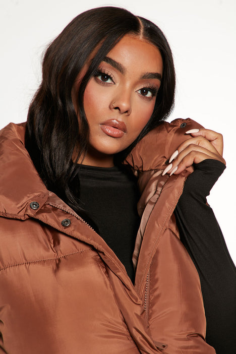 Camel puffer vest on sale