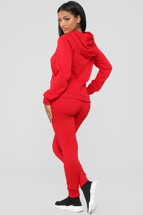 Relaxed Vibe Solid Hoodie Red