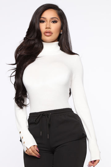 White polo neck top top womens