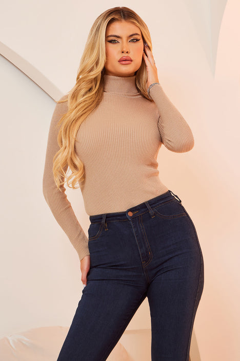 Tara Turtle Neck Sweater Khaki Fashion Nova Sweaters