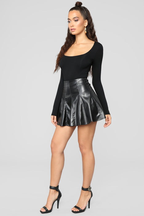 Black leather top skirt baby