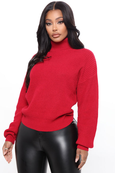 Roll With The Flow Turtleneck Sweater Red Fashion Nova