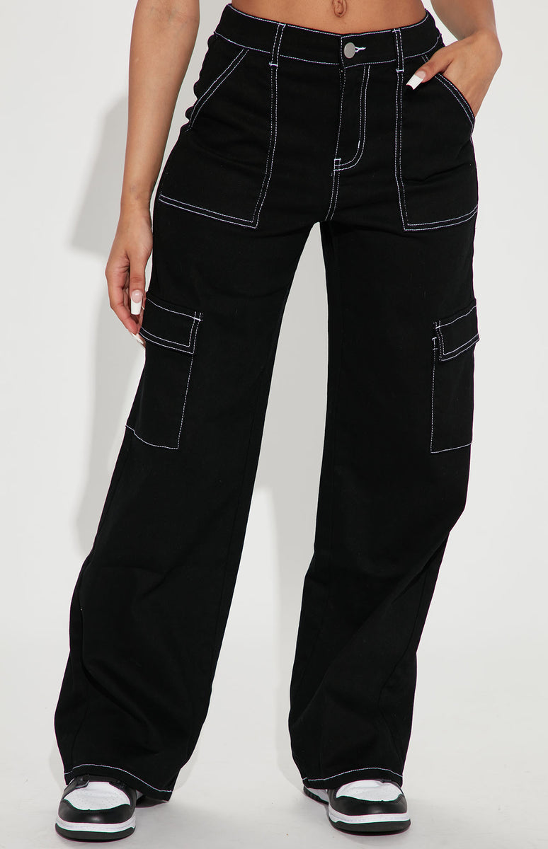 Good Intentions Cargo Jeans - Black | Fashion Nova, Jeans | Fashion Nova