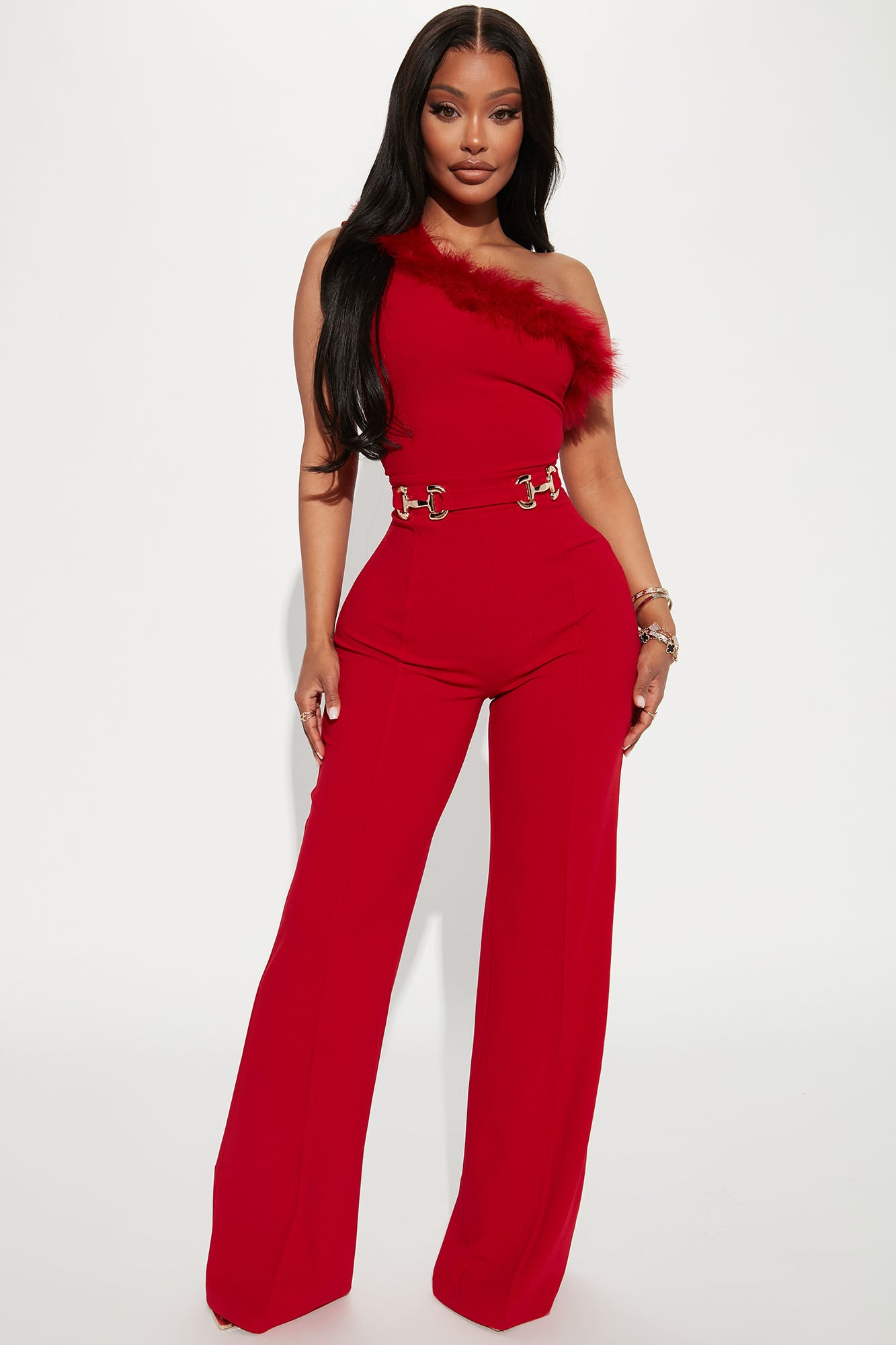 Chic Moment Red Off-the-Shoulder Jumpsuit