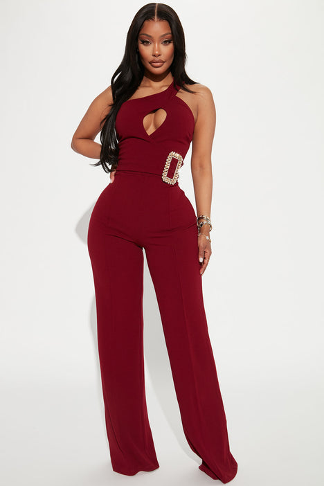 Fashion nova burgundy jumpsuit sale