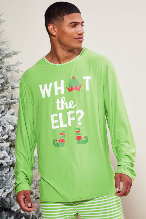 What The Elf Holiday PJ Set Green combo