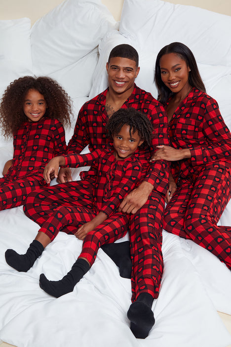 Winter Hearts PJ Pant Set Red Black Fashion Nova Lingerie