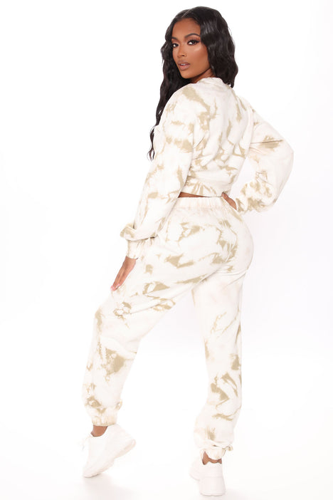 Change With The Seasons Tie Dye Joggers Taupe combo Fashion