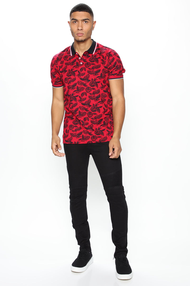 Catch The Vibe Short Sleeve Polo - Red/Black | Fashion Nova, Mens Tees ...