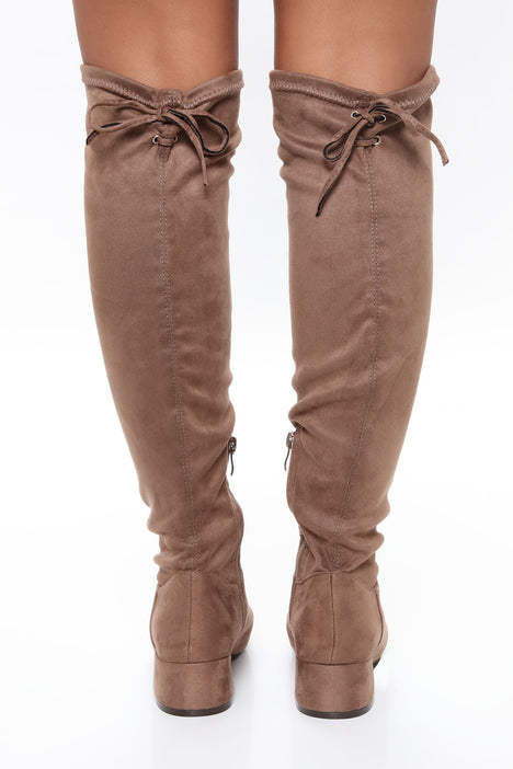 Taupe flat boots sale