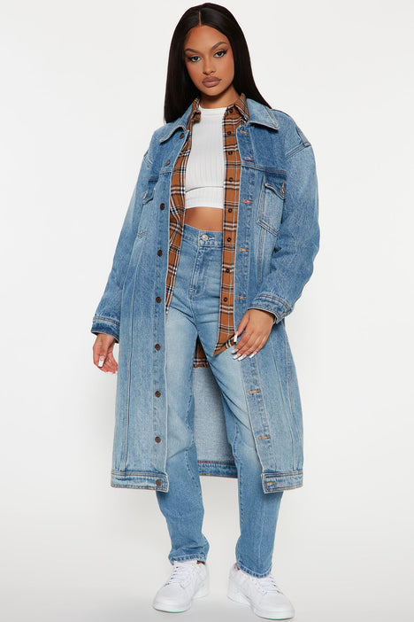 Long denim on sale jacket fashion nova