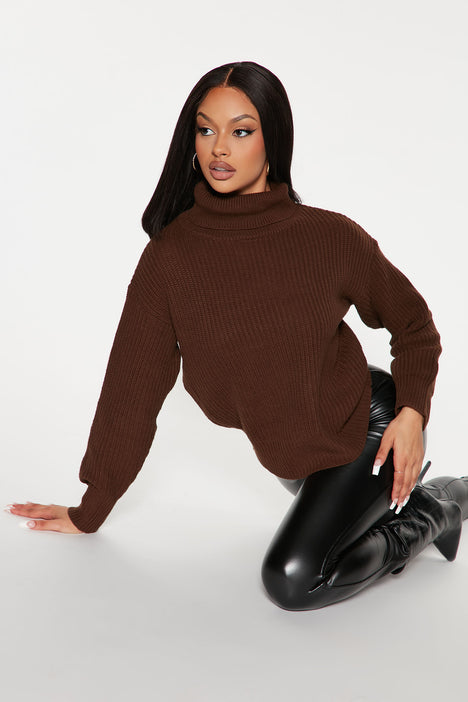 Roll With The Flow Turtleneck Sweater Chocolate Fashion Nova