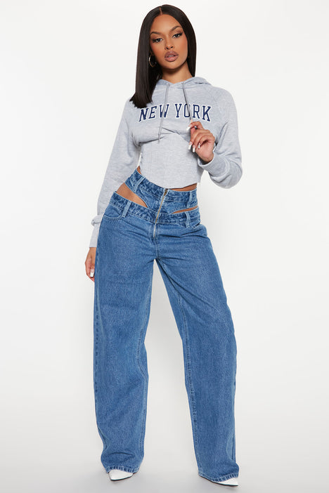 New York Corset Hoodie Heather Grey