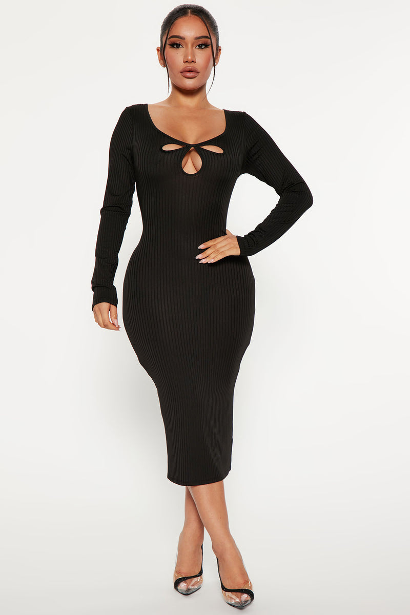 Julie Ribbed Midi Dress - Black | Fashion Nova, Dresses | Fashion Nova