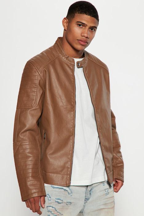 Faux leather on sale coat men