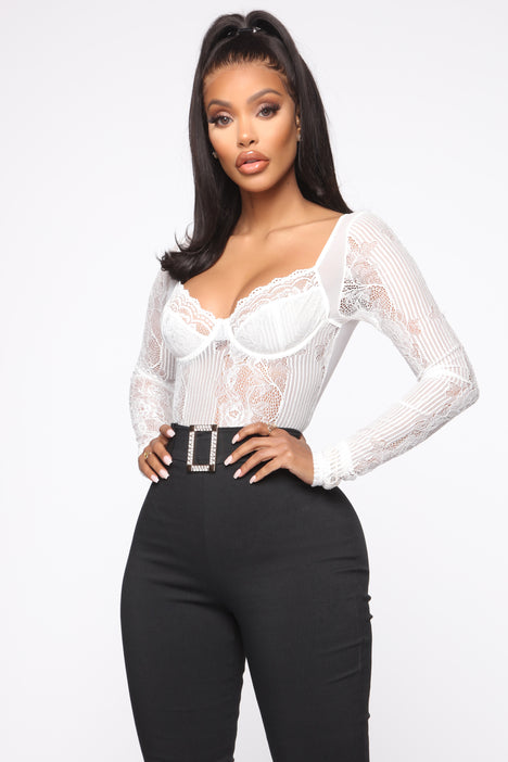 Take It To Heart Lace Bodysuit - White