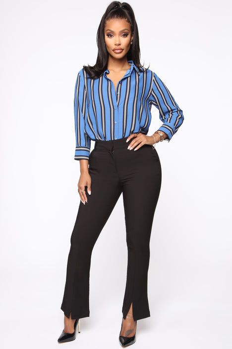 Stripes On Stripes Button Down Shirt Blue Fashion Nova Shirts
