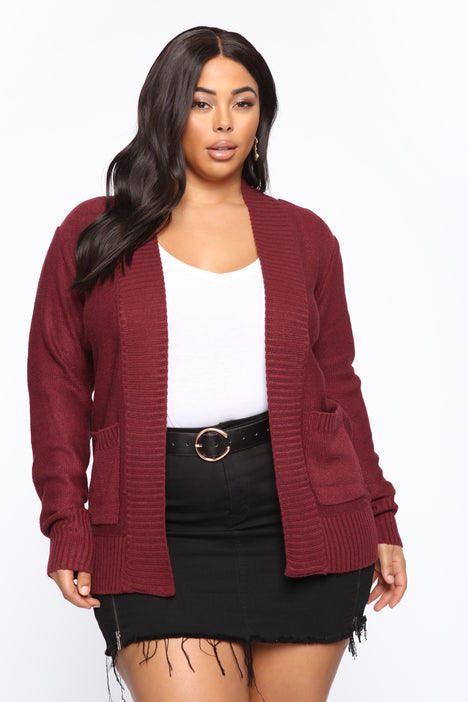 Plus size on sale maroon cardigan
