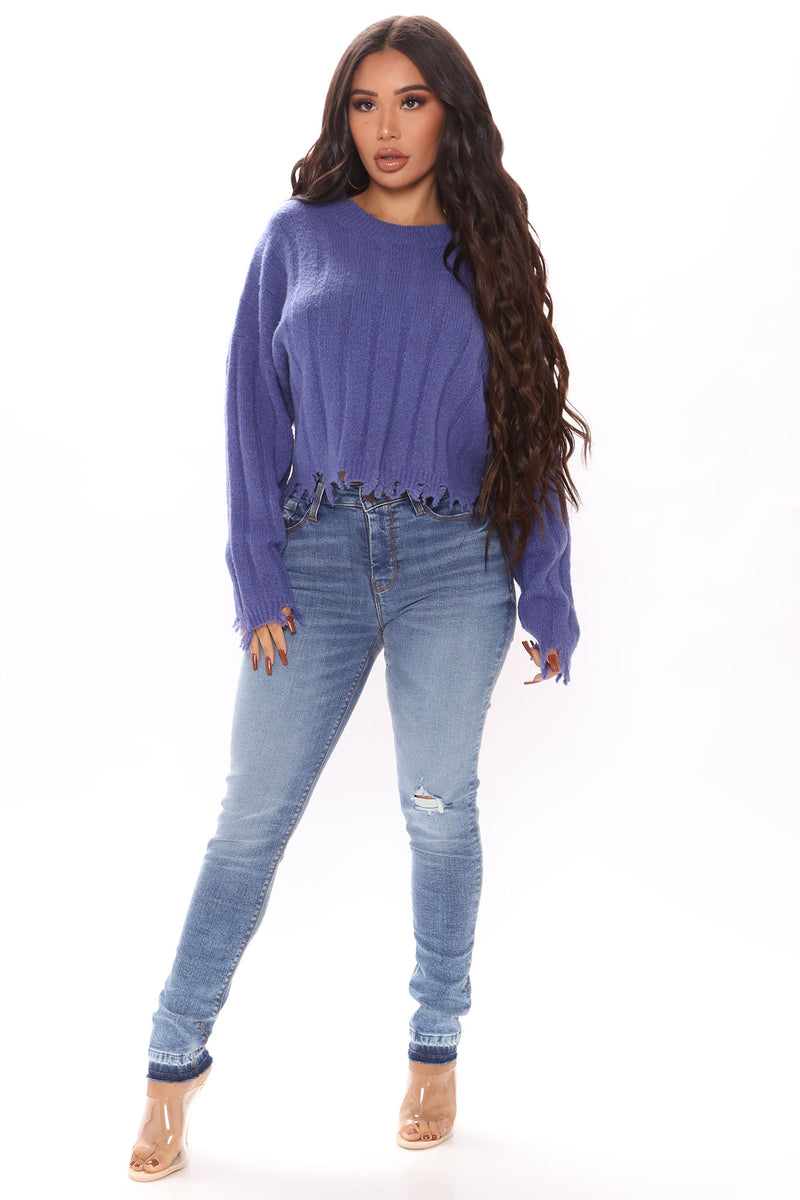 String Sweater Pulling On My Strings Ribbed Sweater - Indigo | Fashion Nova, Sweaters ...