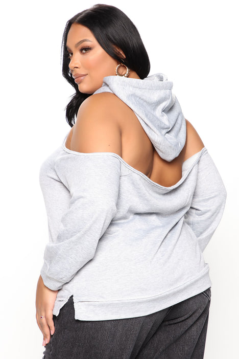 Cold shoulder hoodie plus size sales