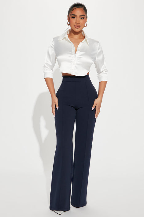 Petite Victoria High Waisted Dress Pants - Navy