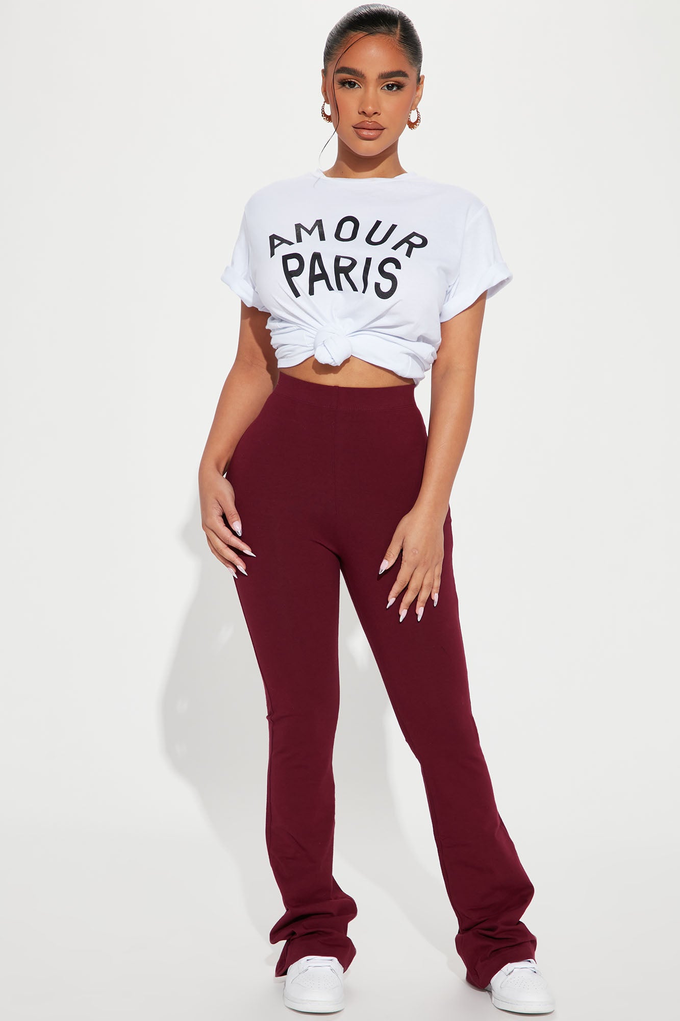 Maroon flare pants hotsell