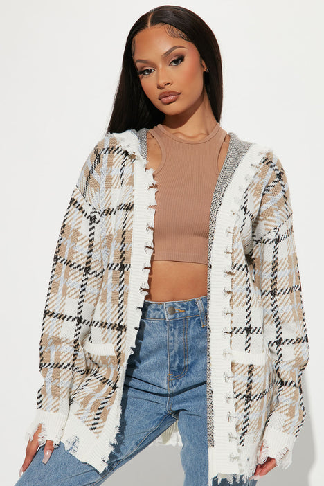Plaid hooded hotsell cardigan