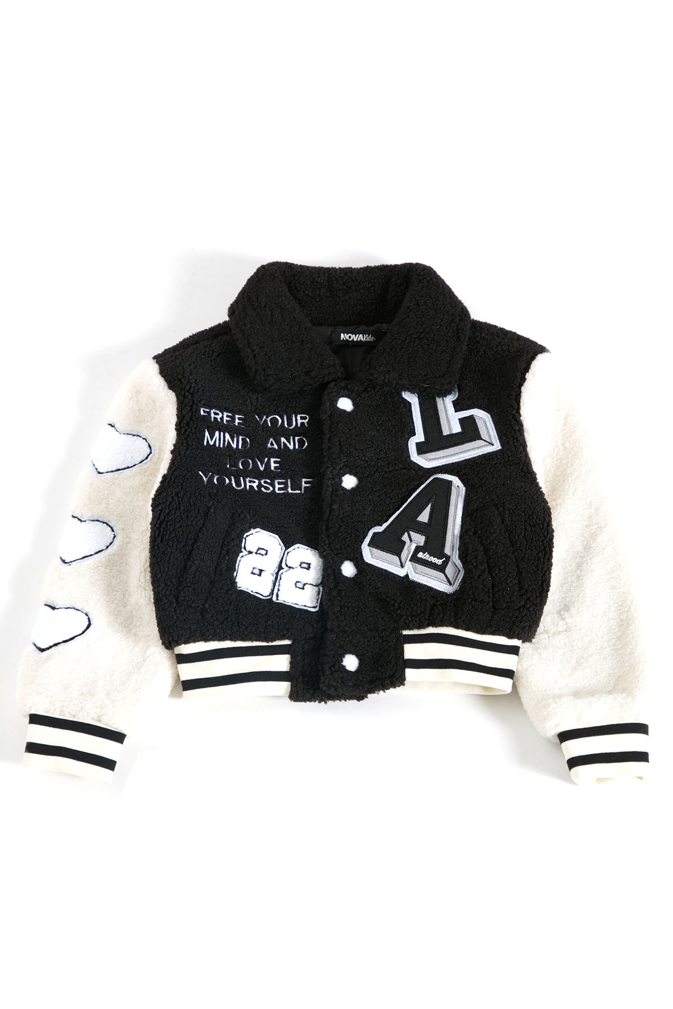 Mini Free Your Mind Varsity Jacket - Black/White