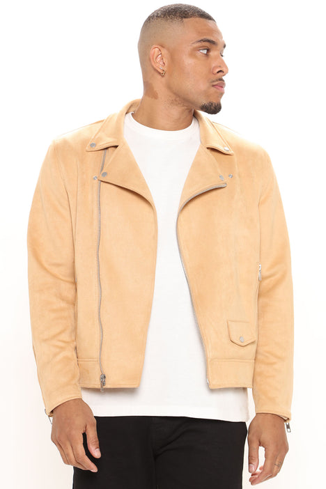 Beige suede 2025 moto jacket