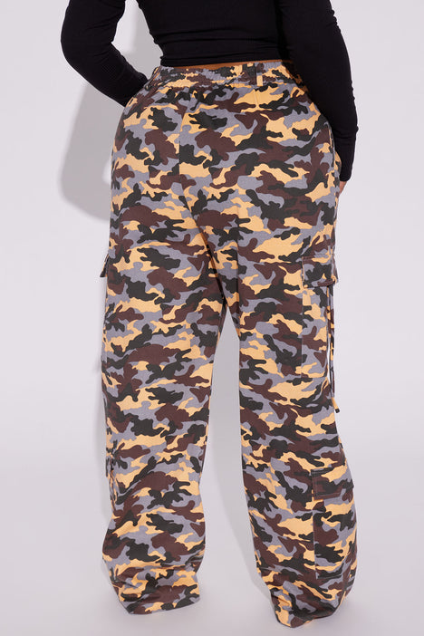 Hide And Seek Camo Cargo Pants Orange combo