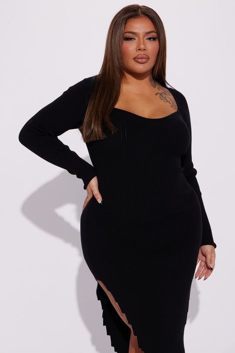 Seduction Sweater Maxi Dress Black Fashion Nova Dresses