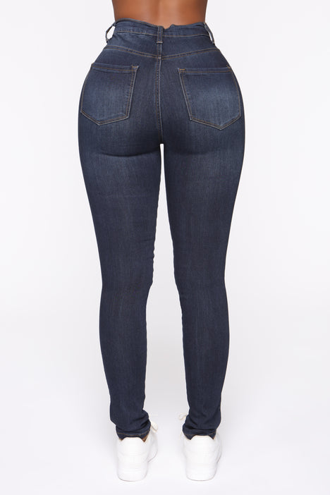 Classic High Waist Skinny Jeans Blue Wash