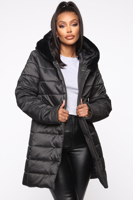 Black puffer jacket fashion nova clearance