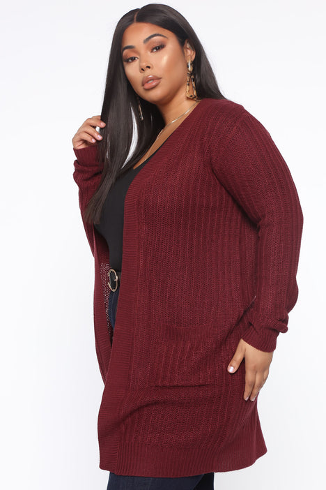 Burgundy long cardigan 2025