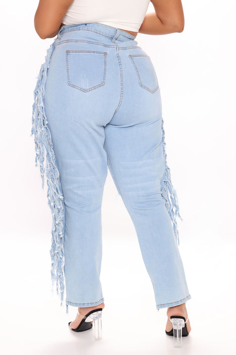 Crazy Feelings Fringe Skinny Jeans Light Blue Wash